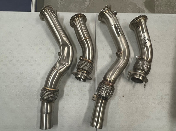 MAD BMW S55 3.5" Fat Boy Downpipes M2C M3 M4 W/ Flex Section
