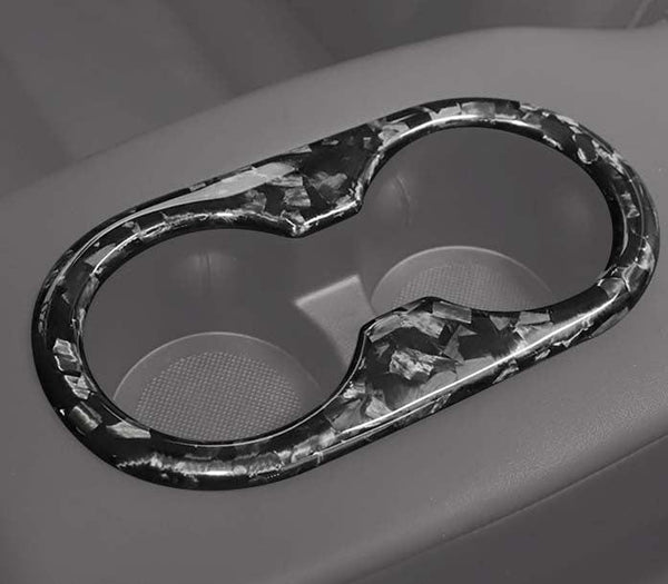 Carbon Fiber Rear Seat Cup Holder Cover - Tesla Model 3