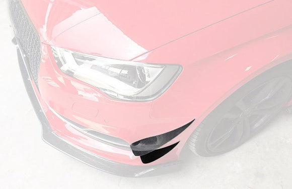 RS3 Style Carbon Fiber Front Bumper Canards - Audi S3 / A3 S Line